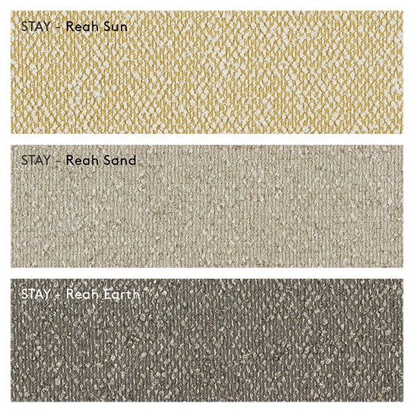 Textured fabric swatches in shades of sun, sand, and earth for design inspiration.